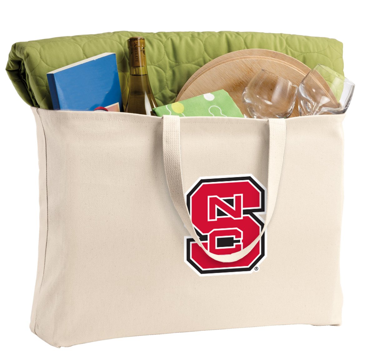 NC State Large Tote Bag Jumbo Tote for Beach Pool or Travel Tan