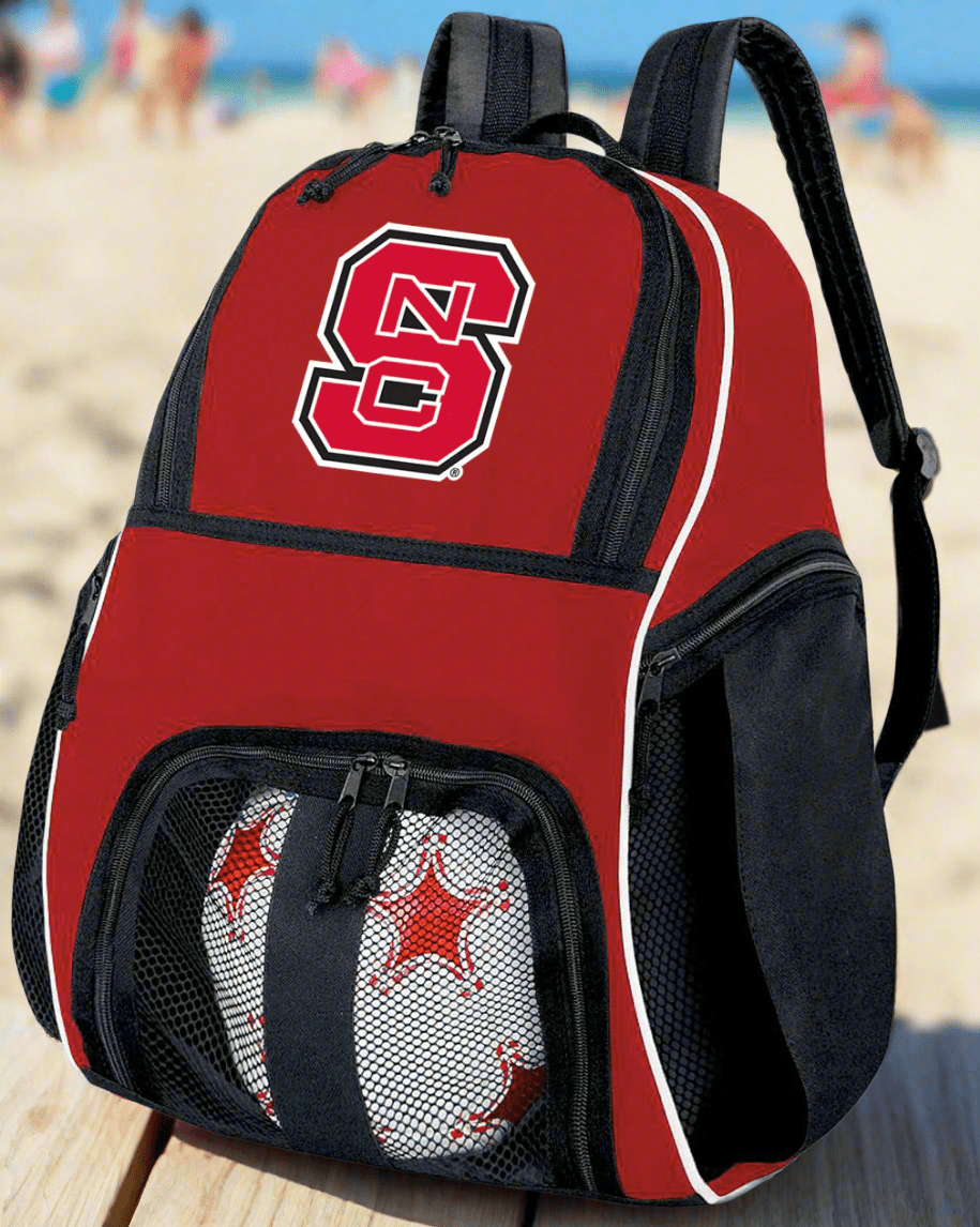 NC State Soccer Ball Backpack or Volleyball Sports Gear Bag Red