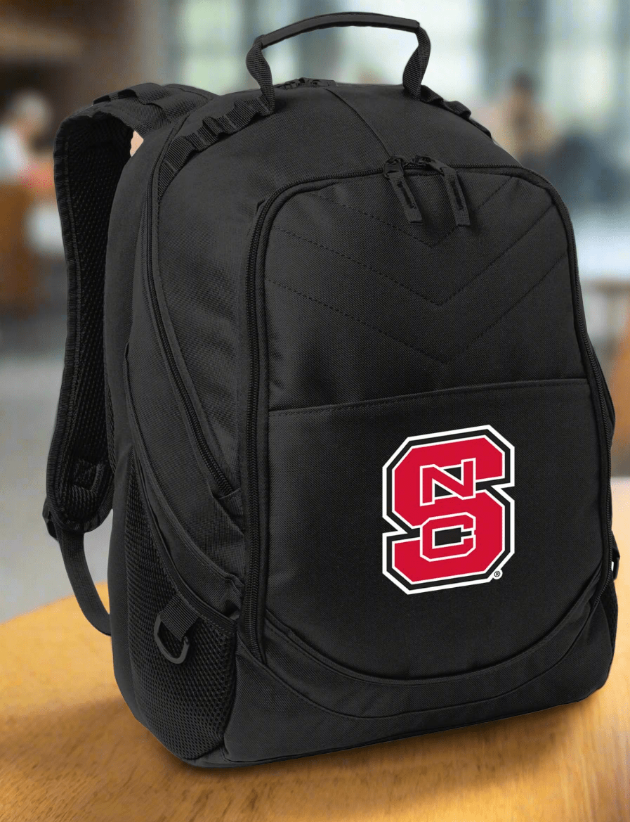 NC State Laptop Backpack – Official NC State Wolfpack Bookbag – 17" Laptop Sleeve, NCAA School Gear – 600D Polyester Black