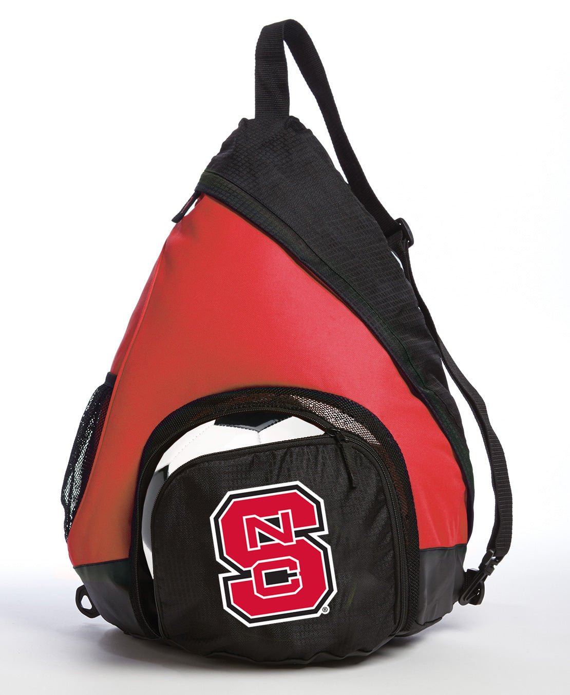 NC State Sling Backpack Wolfpack Bag with Soccer Ball or Volleyball Bag Sports Gear Compartment Practice Bag Red