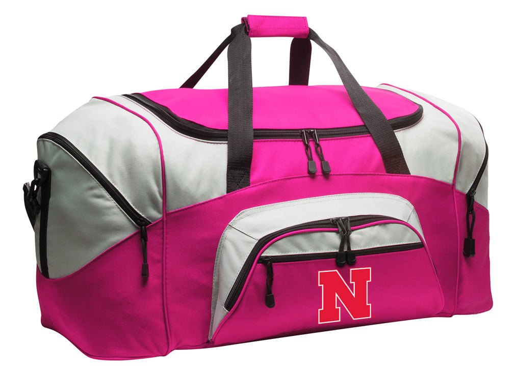 Nebraska Huskers Duffel Bag – Gym, Travel & Suitcase-Style Gear Bag Pink