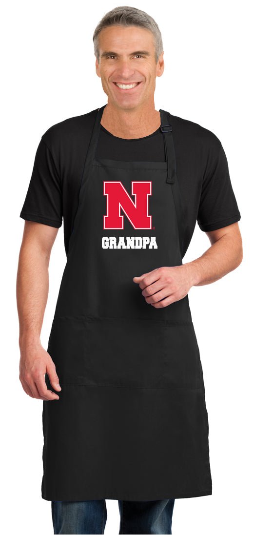 University of Nebraska Large Apron - For Men or Women - Adjustable with Pockets Grandpa on Black