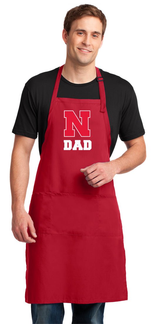 University of Nebraska Large Apron - For Men or Women - Adjustable with Pockets Dad on Red