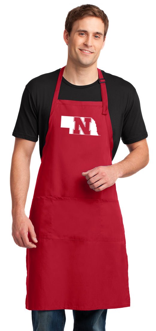 Nebraska Logo Large Apron Official Nebraska Huskers Apron - Adjustable with Pockets Red