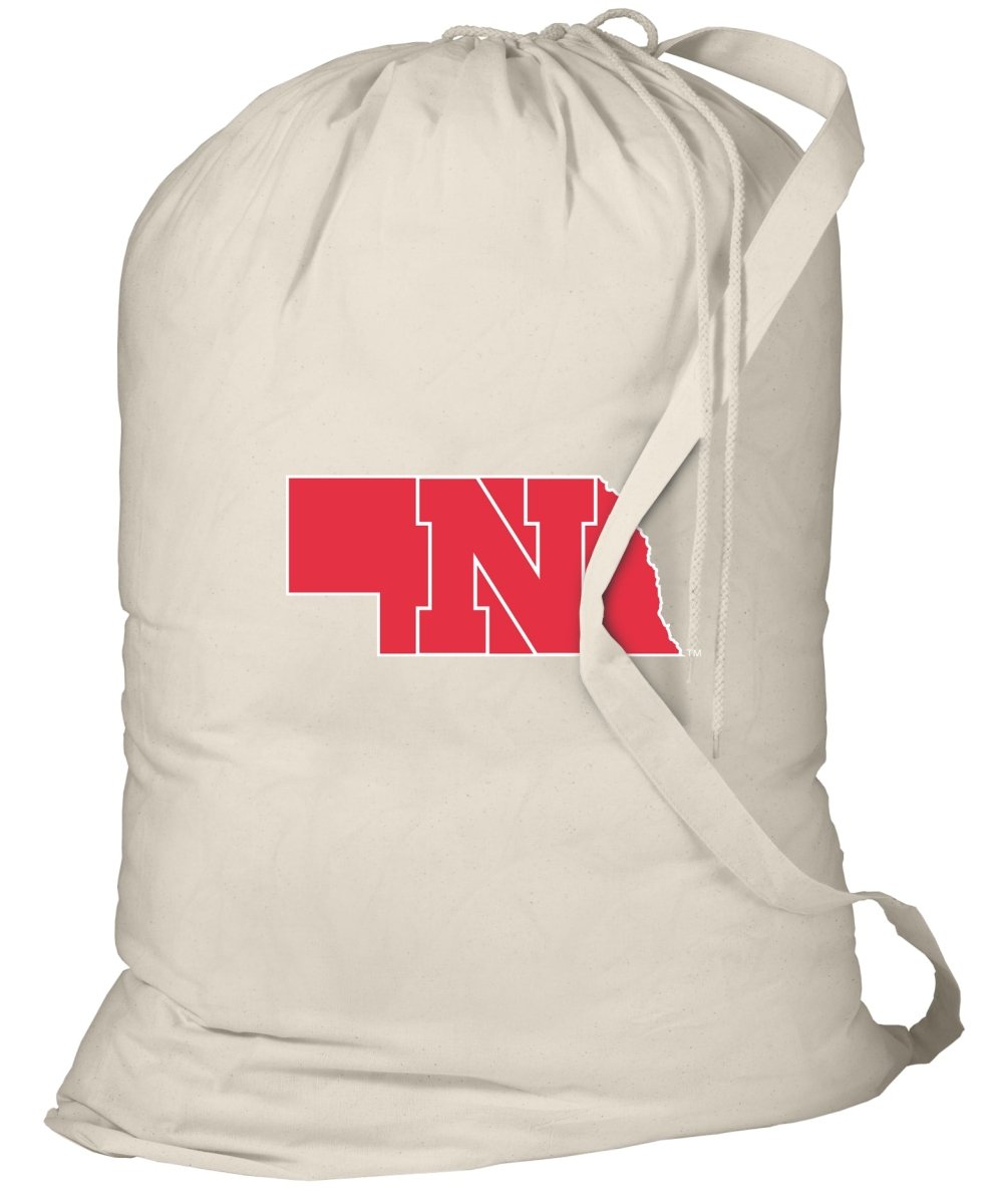 Nebraska Logo Laundry Bag Nebraska Huskers Clothes Bag Tan