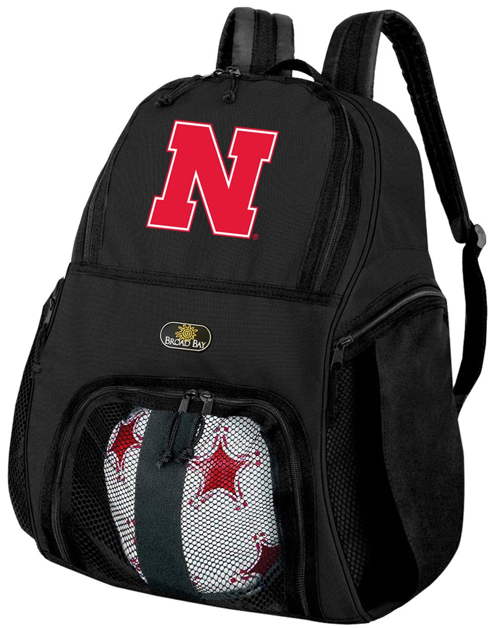 University of Nebraska Soccer Ball Backpack or Huskers Volleyball Sports Gear Bag Black