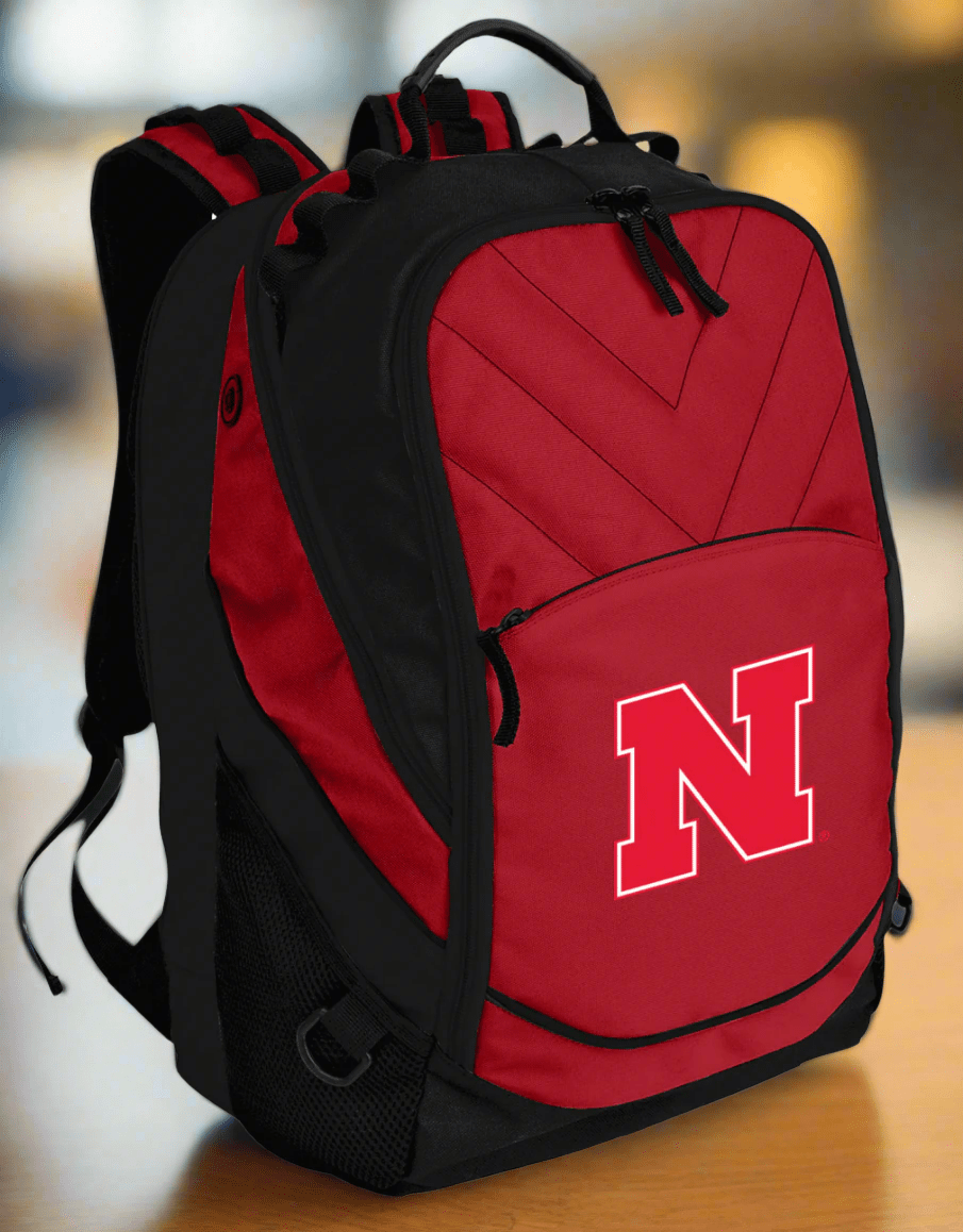 Nebraska Cornhuskers Laptop Backpack – Official University of Nebraska Bookbag – 17" Laptop Sleeve, NCAA School Gear – 600D Polyester Red
