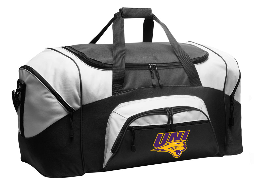 Northern Iowa Large Duffel Bag UNI Panthers Suitcase Luggage Bag Black