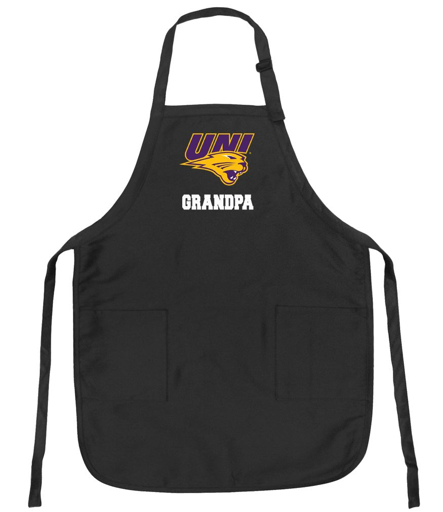 Northern Iowa Apron Official UNI Panthers Aprons - Stain Resistant Fabric Grandpa on Black