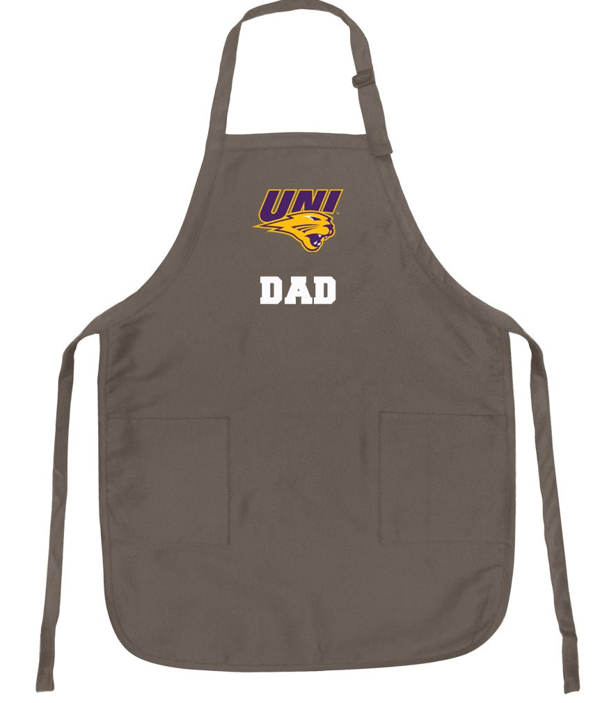 Northern Iowa Apron Official UNI Panthers Aprons - Stain Resistant Fabric Dad on Khaki