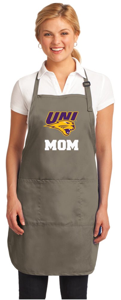 Northern Iowa Apron Official UNI Panthers Aprons - Stain Resistant Fabric Mom on Khaki