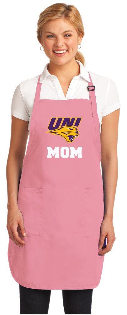 Northern Iowa Apron Official UNI Panthers Aprons - Stain Resistant Fabric Mom on Pink