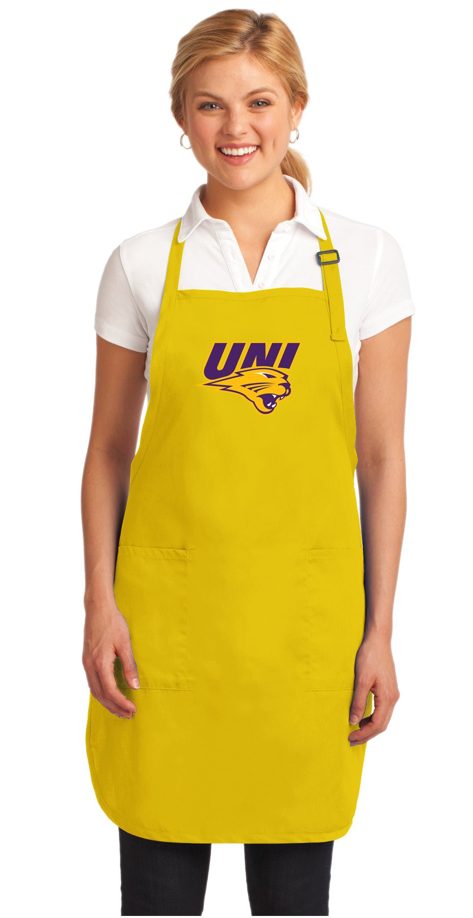 Northern Iowa Apron Official UNI Panthers Aprons - Stain Resistant Fabric Yellow