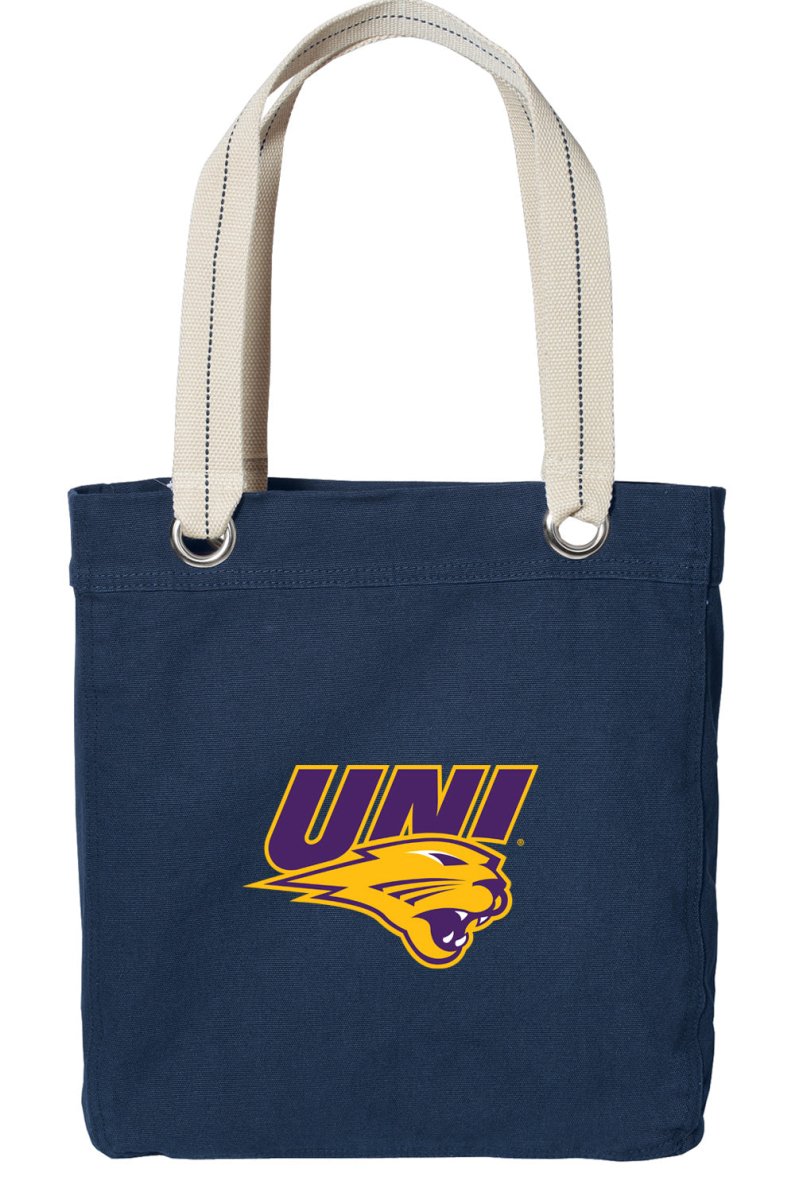 Northern Iowa Tote Bag UNI Panthers Deluxe Canvas Shoulder Bag Navy