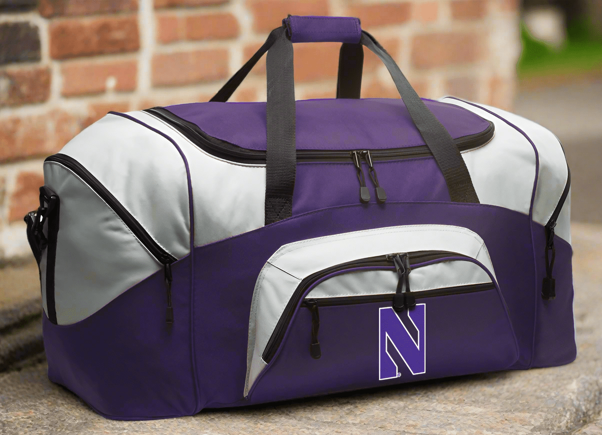 northwestern gear Northwestern Wildcats Duffel – Gym Bag, Travel Duffle & Carry-On with Logo Purple