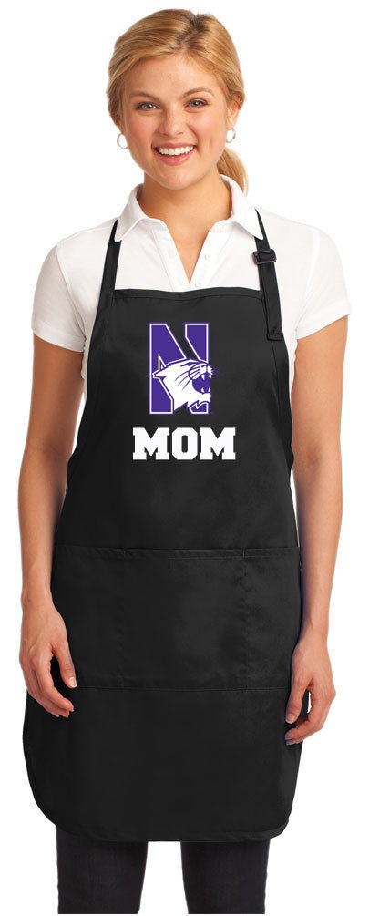 Northwestern University Apron NU Wildcats Apron - Stain Resistant Fabric Mom on Black