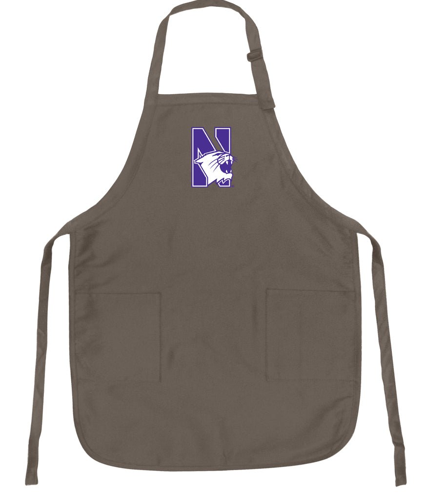 Northwestern University Apron NU Wildcats Apron - Stain Resistant Fabric Khaki