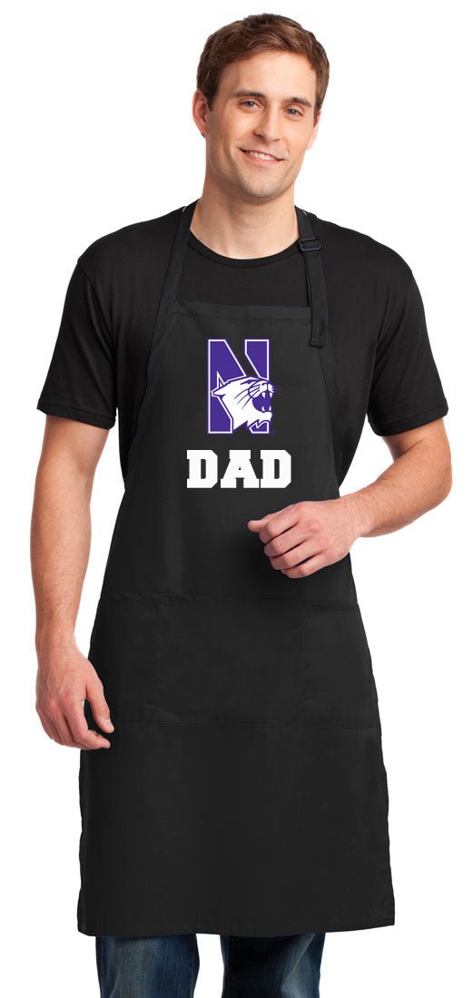Northwestern University Large Apron NU Wildcats Apron - Adjustable with Pockets Dad on Black