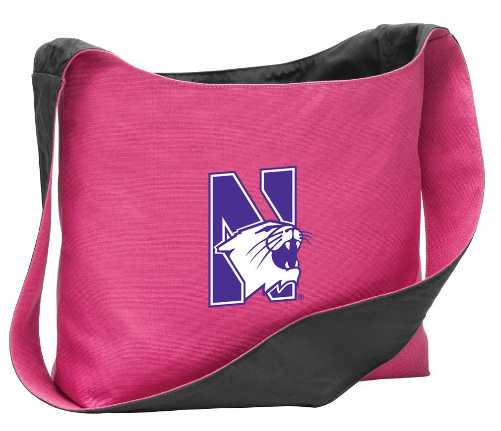 Northwestern University Cross Body Bag NU Wildcats Shoulder Tote Bag - Sling Style Pink