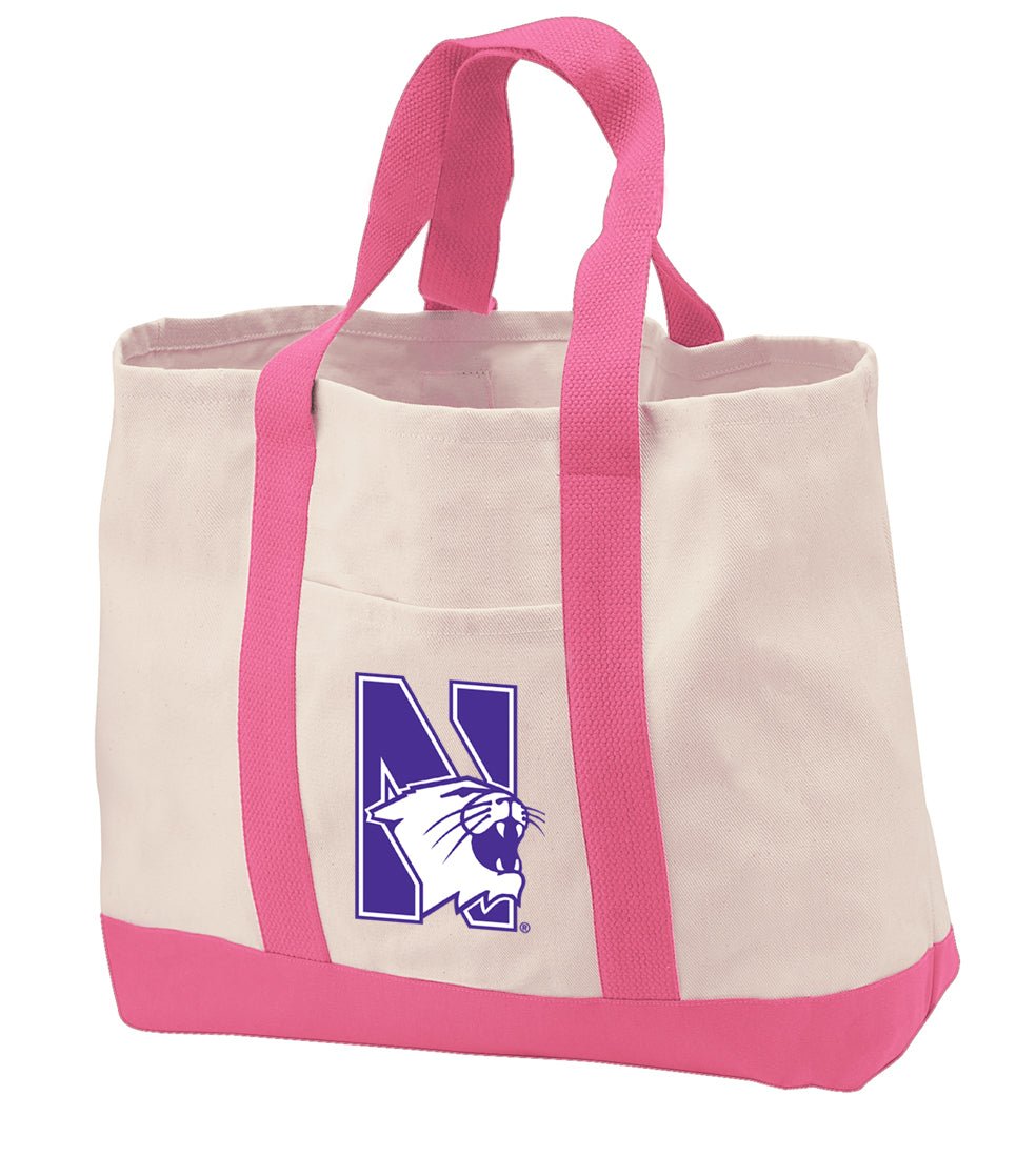 Northwestern University Canvas Tote Bag NU Wildcats Classic Tote Pink