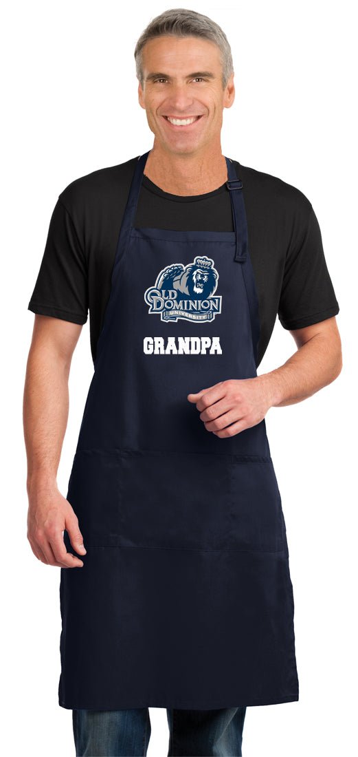 Old Dominion University Large Apron ODU Apron - Adjustable with Pockets Grandpa on Navy