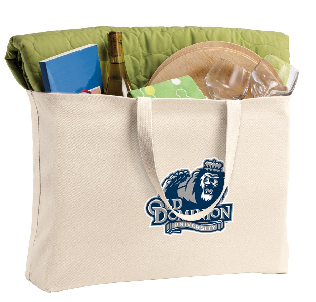 Old Dominion University Large Tote Bag ODU Jumbo Tote for Beach Pool or Travel Tan