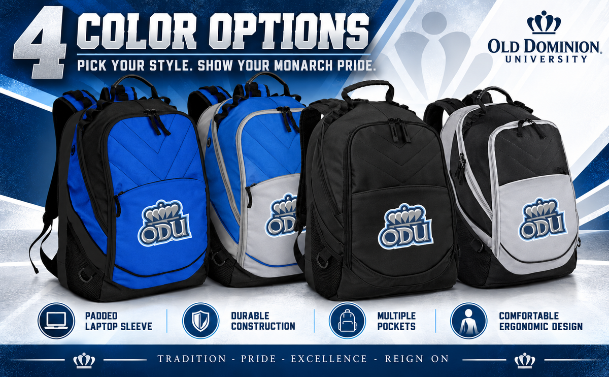 Old Dominion University Laptop Backpack - ODU Monarchs Logo Blue