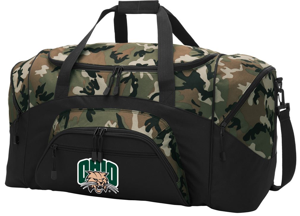 Ohio University Camo Duffel Bag – Official Bobcats Travel, Gym & Sports Bag with Shoulder Strap – 600D Polyester