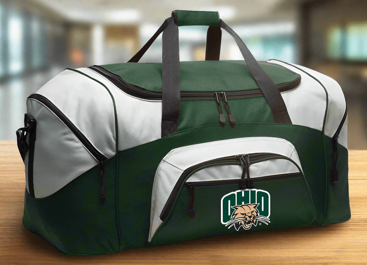 Ohio Bobcats Duffel Bag – Gym, Travel & Suitcase-Style Gear Bag Dark Green