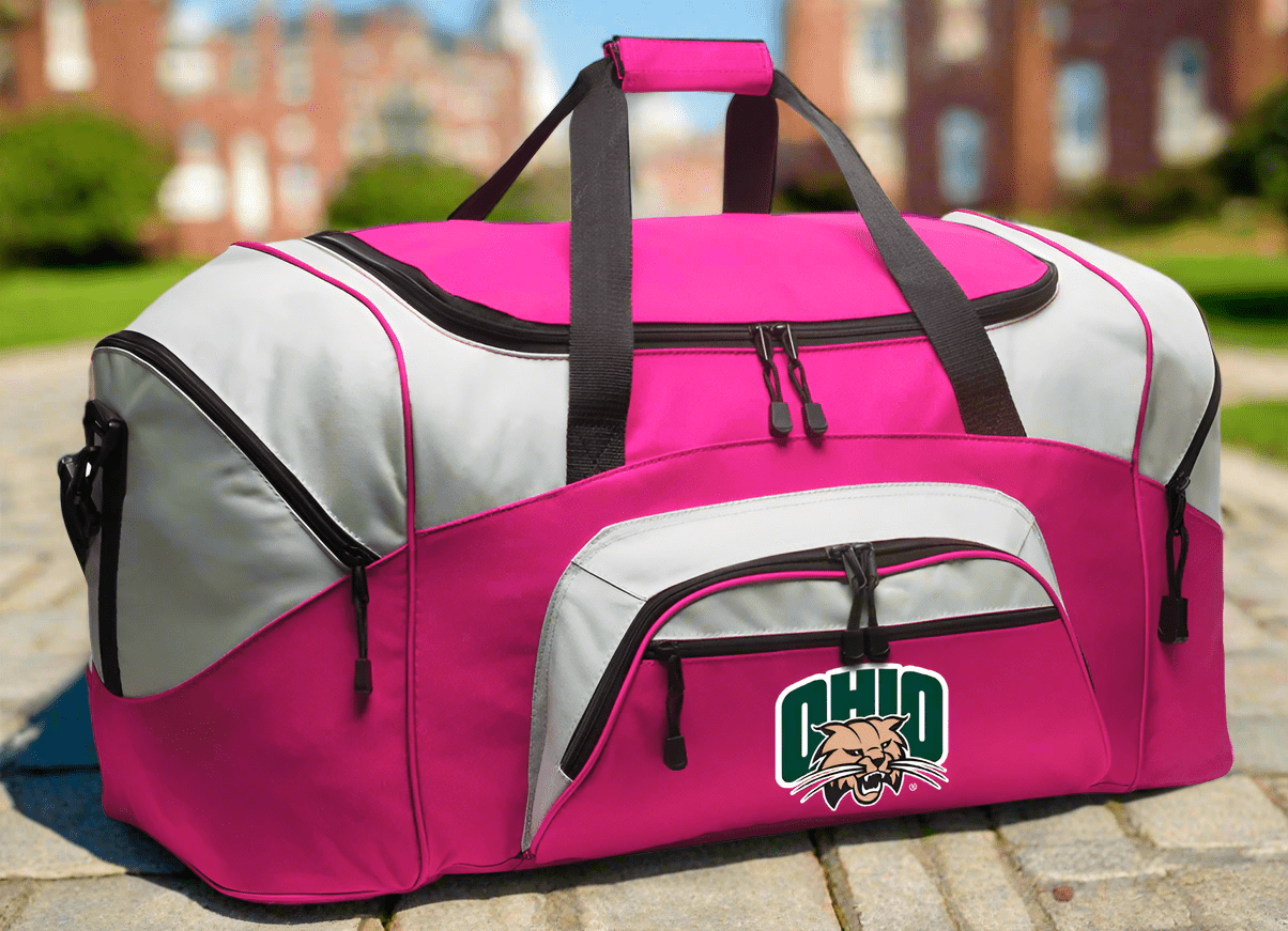 Ohio Bobcats Duffel Bag – Gym, Travel & Suitcase-Style Gear Bag Pink