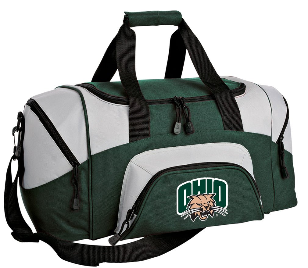 Ohio University Small Duffel Bag Ohio Bobcats Carryon Suitcase or Gym Bag Dark Green