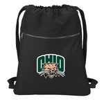 Ohio University Canvas Drawstring Backpack Ohio Bobcats Cotton Cinch Pack Bag Black