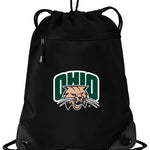 Ohio University Drawstring Backpack Ohio Bobcats Cinch Pack - Mesh & Microfiber Black