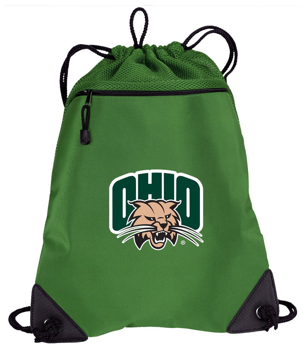 Ohio University Drawstring Backpack Ohio Bobcats Cinch Pack - Mesh & Microfiber Green