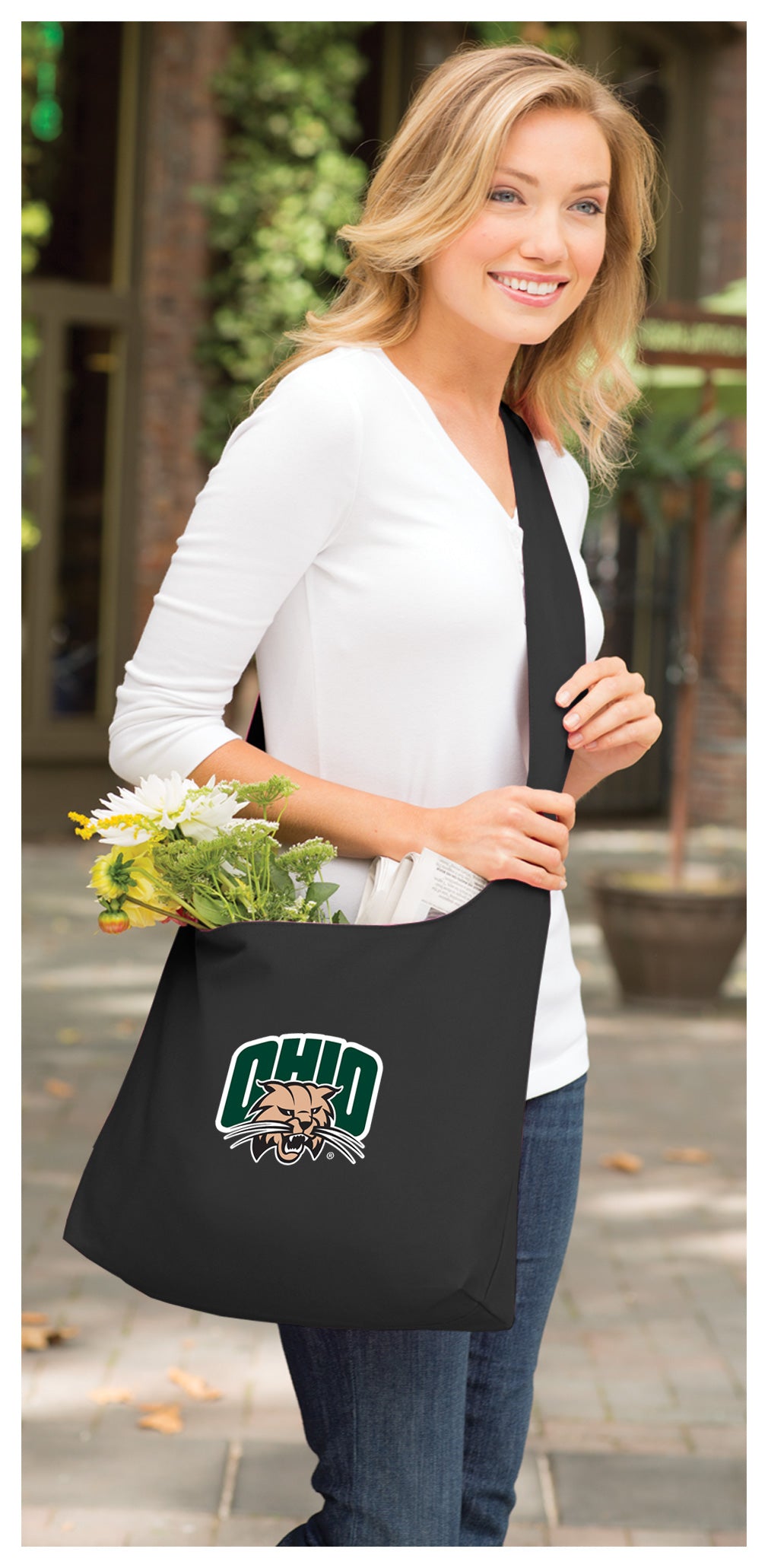 Ohio University Cross Body Bag Ohio Bobcats Shoulder Tote Bag - Sling Style Black