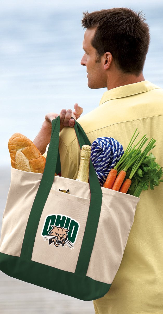Ohio University Canvas Tote Bag Ohio Bobcats Classic Tote Green