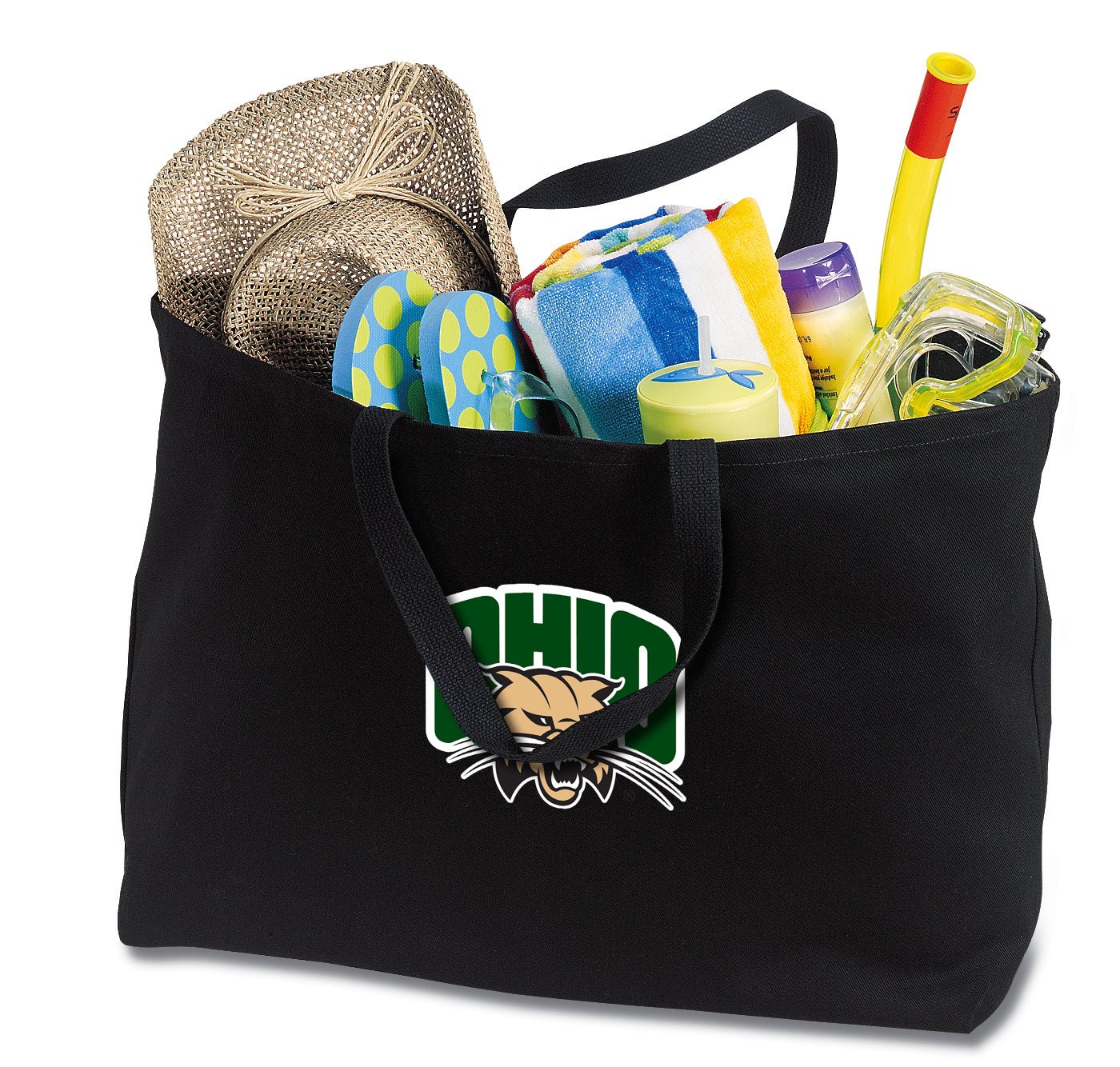 Ohio University Large Tote Bag Ohio Bobcats Jumbo Tote for Beach Pool or Travel Black