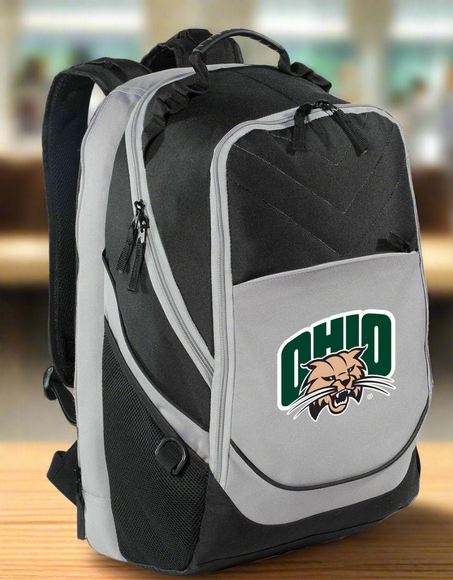 Ohio University Laptop Backpack – Official Bobcats Bookbag – Fits 17″ Laptop, Organizer Panel, NCAA School Gear – 600D Polyester Black and Gray