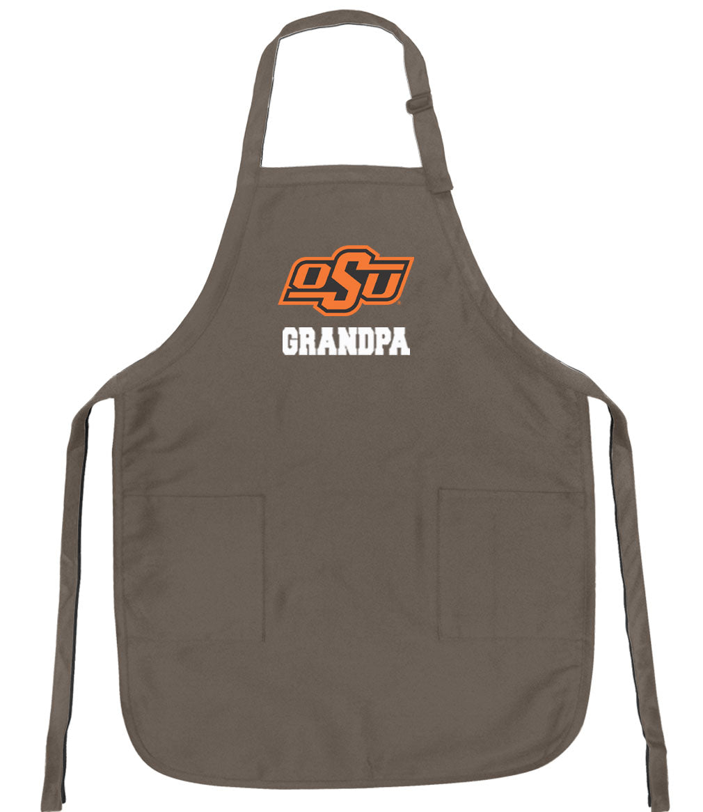 Oklahoma State Apron OSU Cowboys Apron - Stain Resistant Fabric Grandpa on Khaki
