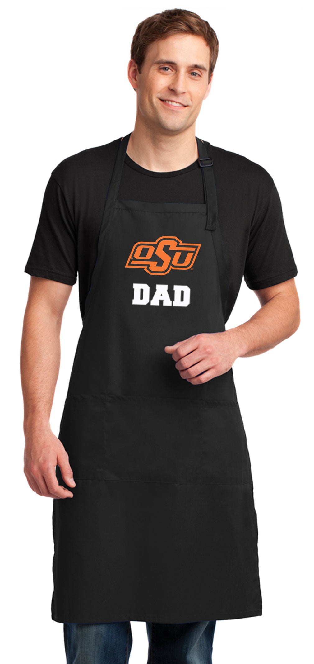Oklahoma State Large Apron OSU Cowboys Apron - Adjustable with Pockets Dad on Black