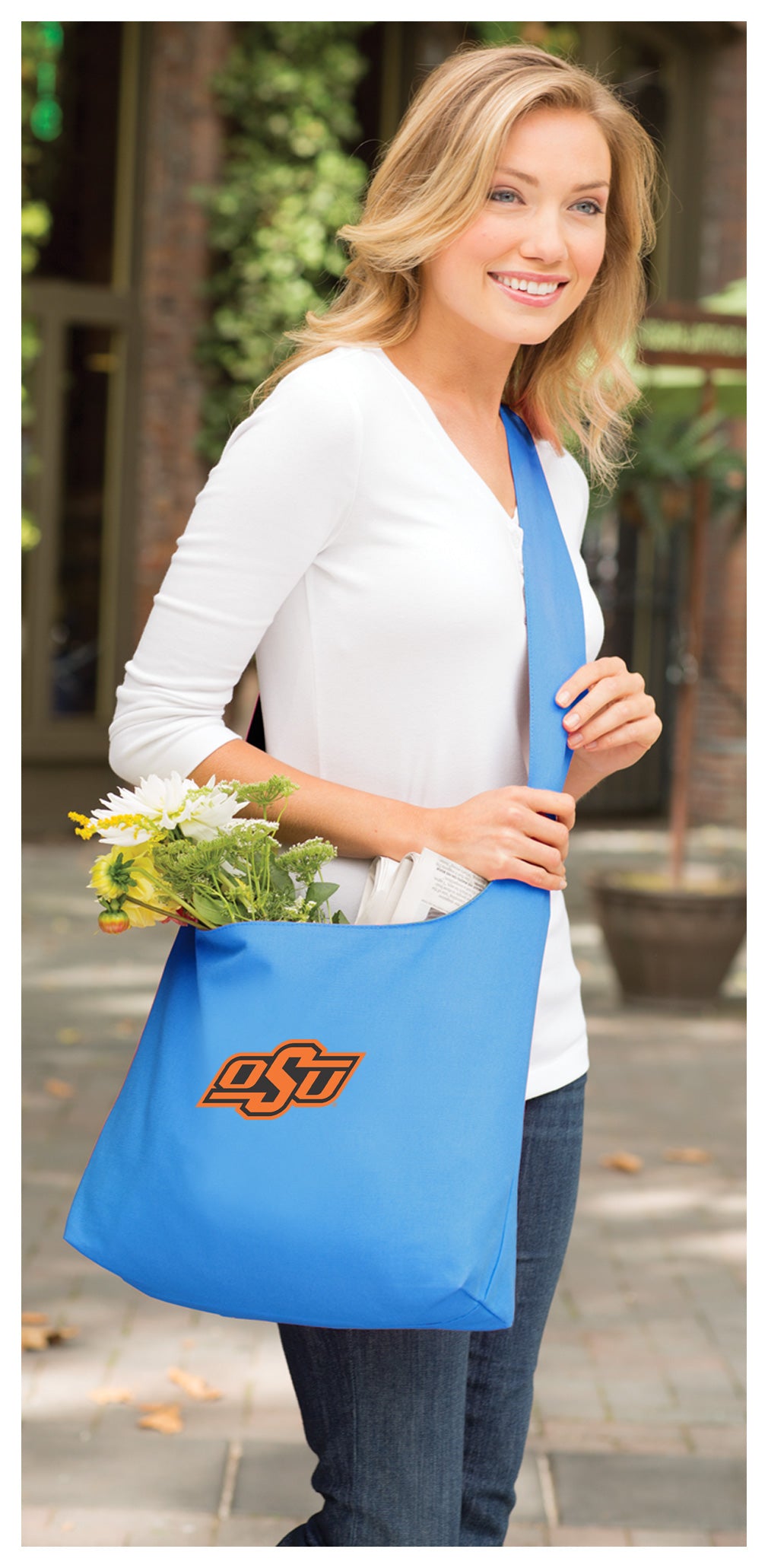 Oklahoma State Cross Body Bag OSU Cowboys Shoulder Tote Bag - Sling Style Light Blue