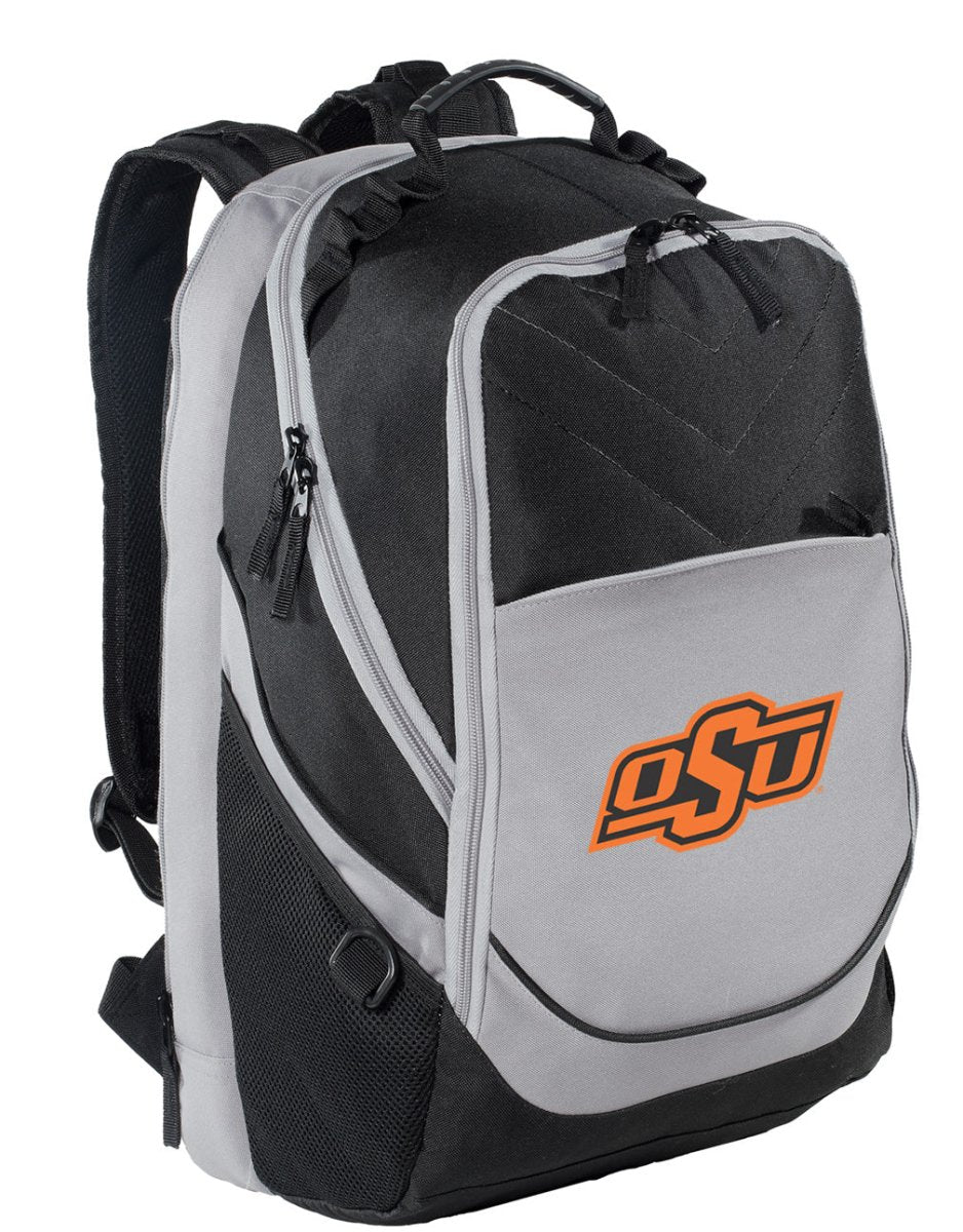 Oklahoma State Laptop Backpack – Official OSU Cowboys Bookbag – 17" Laptop Sleeve, NCAA School Gear – 600D Polyester Black and Gray