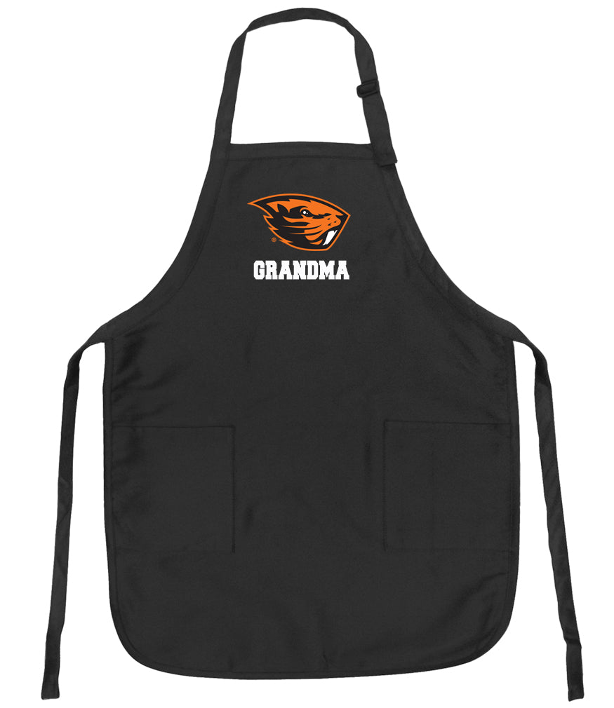 Oregon State Apron OSU Beavers Apron - Stain Resistant Fabric Grandma on Black