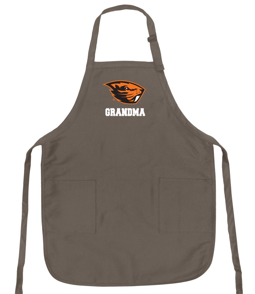 Oregon State Apron OSU Beavers Apron - Stain Resistant Fabric Grandma on Khaki