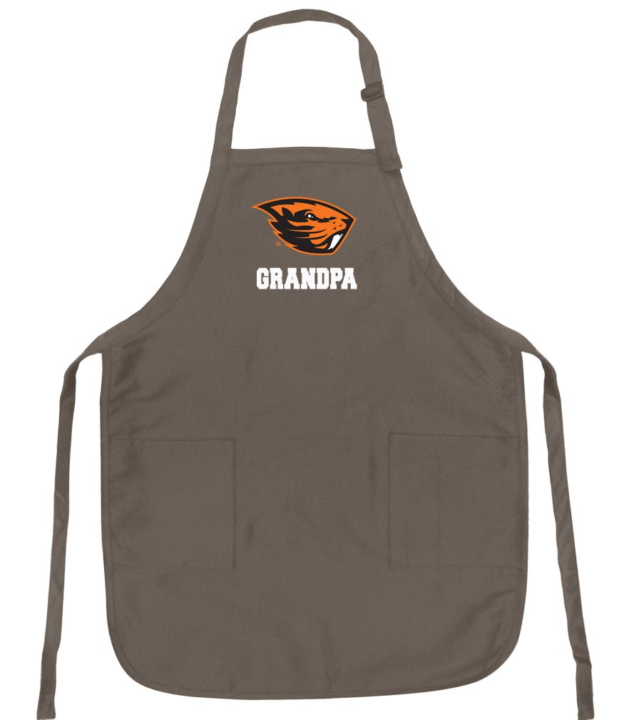 Oregon State Apron OSU Beavers Apron - Stain Resistant Fabric Grandpa on Khaki