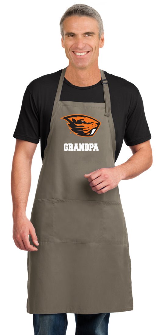 Oregon State Large Apron OSU Beavers Apron - Adjustable with Pockets Grandpa on Khaki