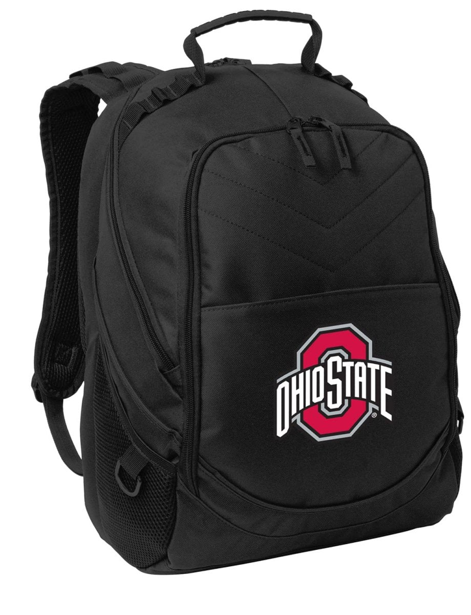 Ohio State Laptop Backpack – Official Buckeyes Bookbag – 17" Laptop Sleeve, NCAA School Gear – 600D Polyester Black