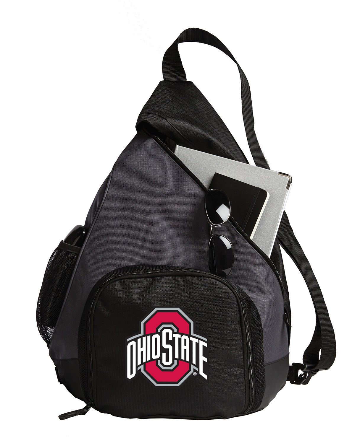 Ohio State Sling Backpack OSU Bag with Soccer Ball or Volleyball Bag Sports Gear Compartment Practice Bag Black