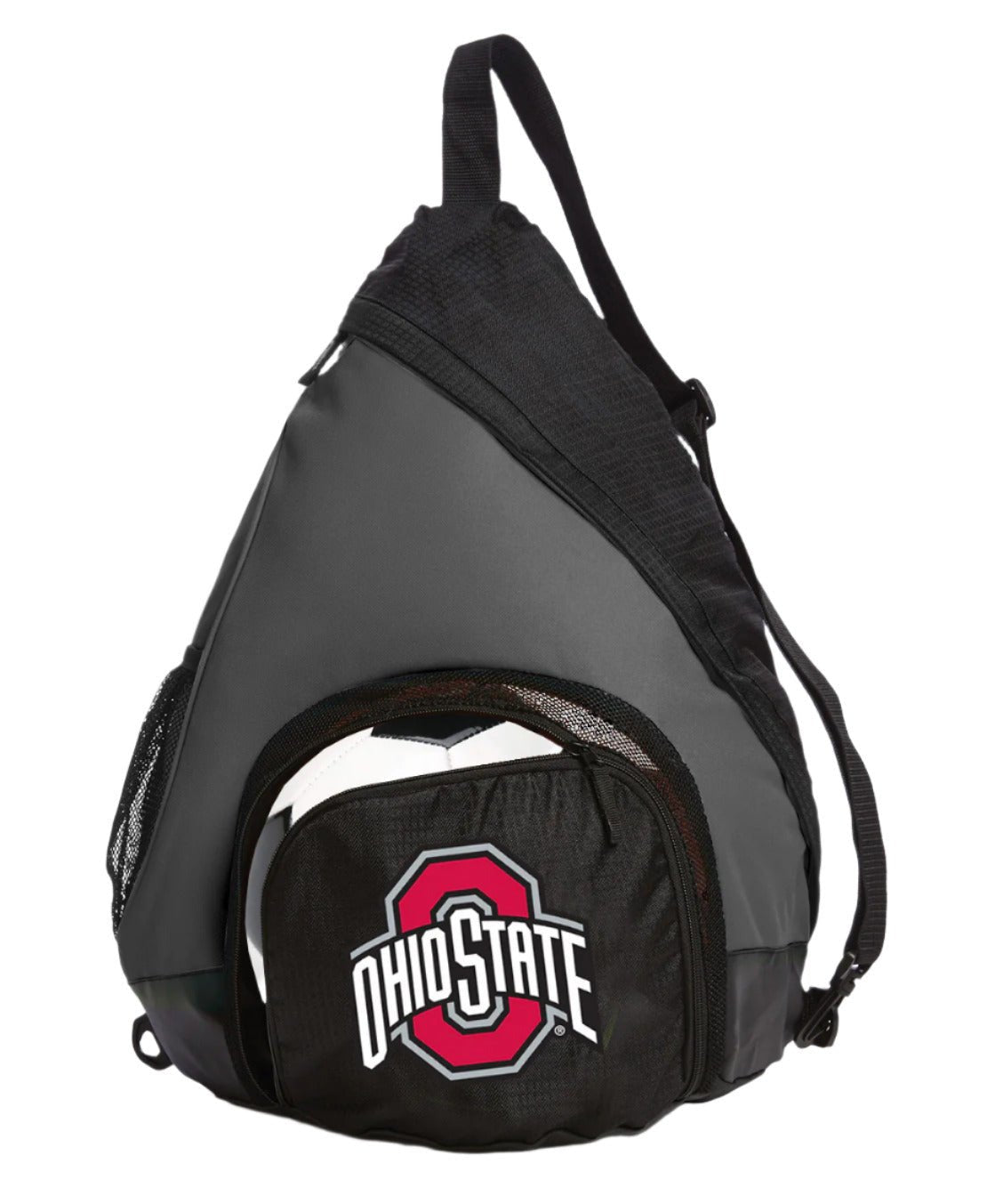 Ohio State Sling Backpack OSU Bag with Soccer Ball or Volleyball Bag Sports Gear Compartment Practice Bag Black