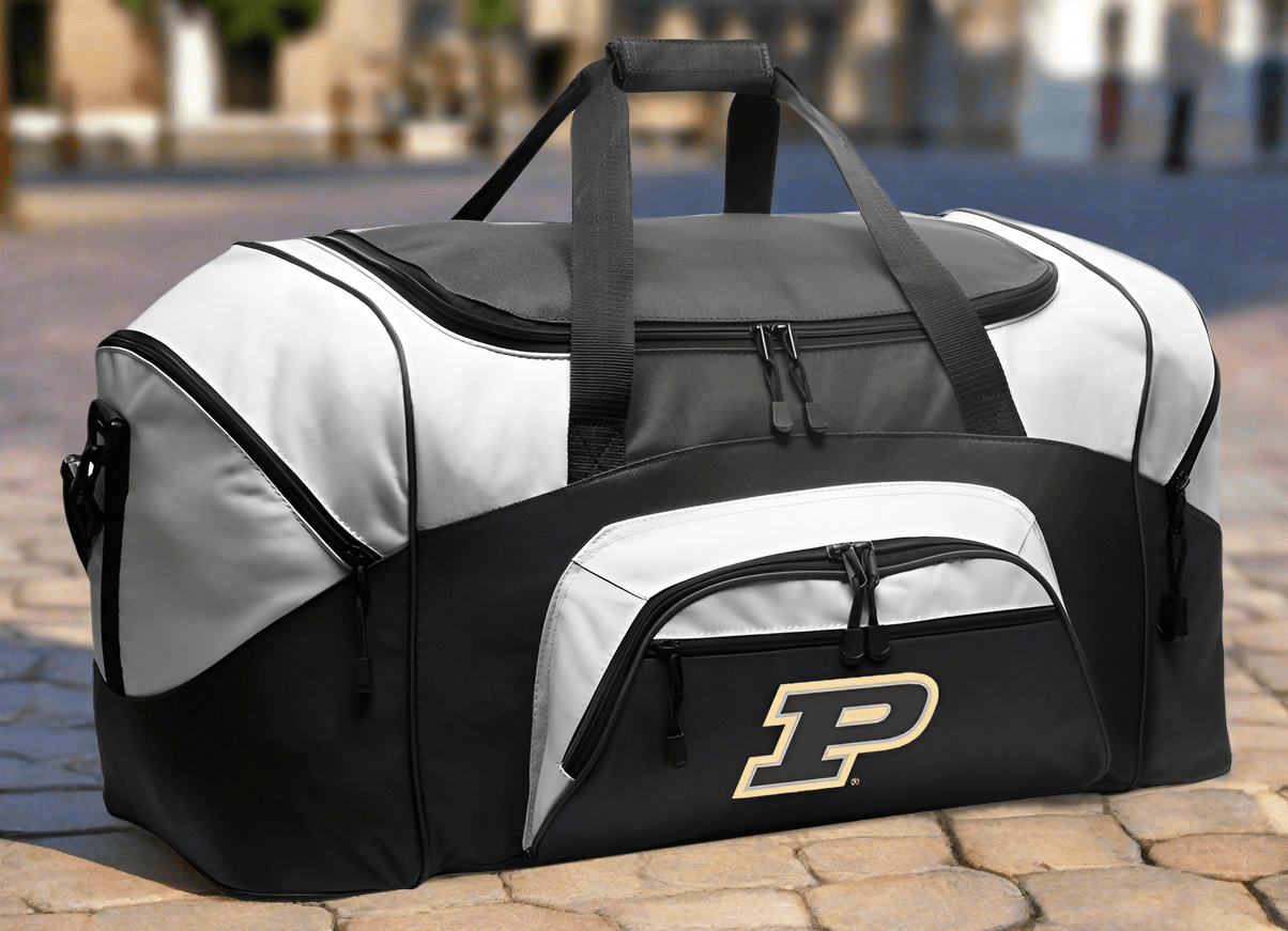 Purdue University Duffel Bag Large Gym, Travel & Suitcase-Style Gear Bag Black